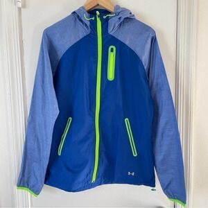 Under Armour Qualifier Active Jacket Neon Reflective Hooded Semi-fitted Medium